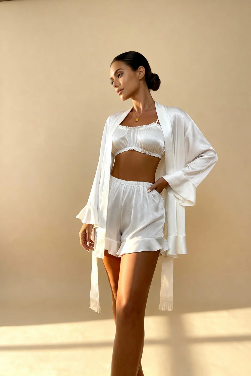 Conjunto de pijama de satén de 3 piezas - Angie